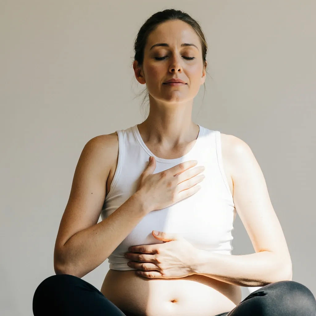 Physiological sigh breathing exercise — double inhale through nose followed by extended slow exhale to activate the vagus nerve and lower heart rate